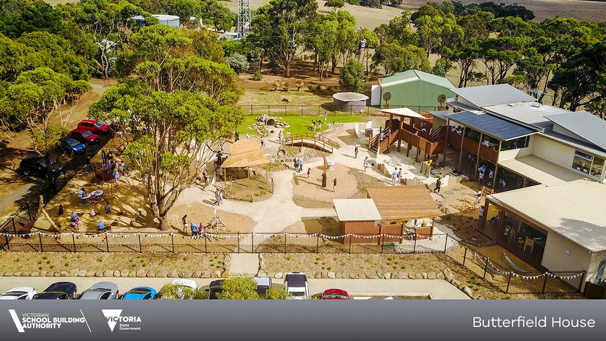 Aerial view of the completed centre