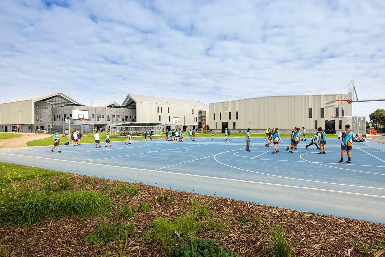 Greater Shepparton Secondary College - new school, photograph of outdoor sports courts