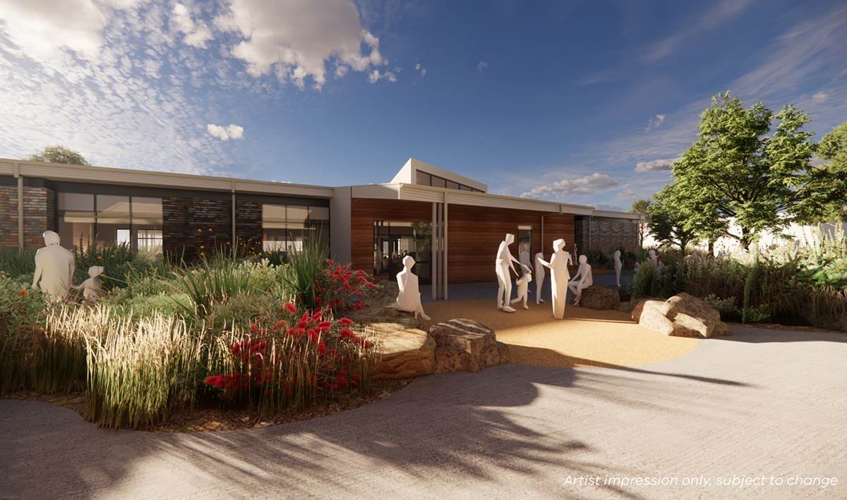 Kyabram P-12 College - upgrade and modernisation, illustrated render of the exterior of story pit