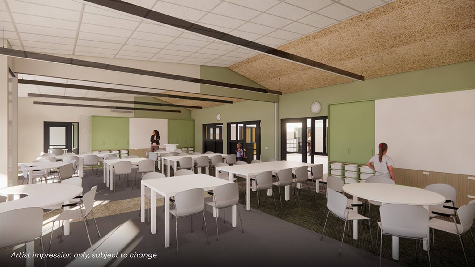 Lalor Primary School - upgrade and modernisation, illustrated render of learning hub interior