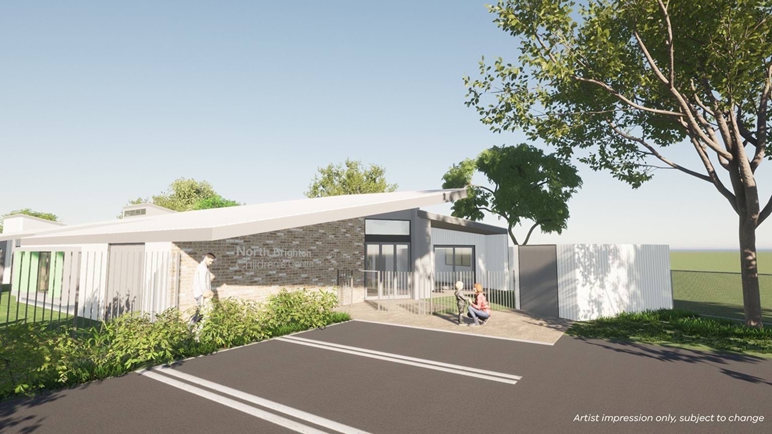 North Brighton Children’s Centre - Building Blocks Capacity Building Grant, illustrated render of exterior of car park entry