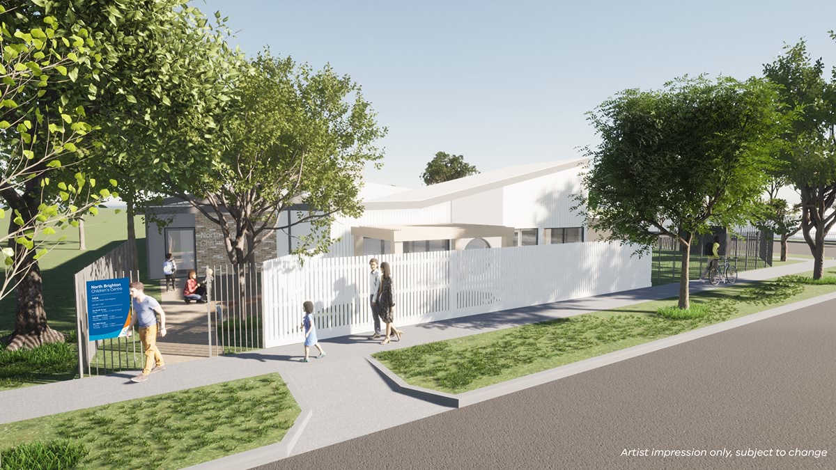 North Brighton Children’s Centre - Building Blocks Capacity Building Grant, illustrated render of cochrane st entrance