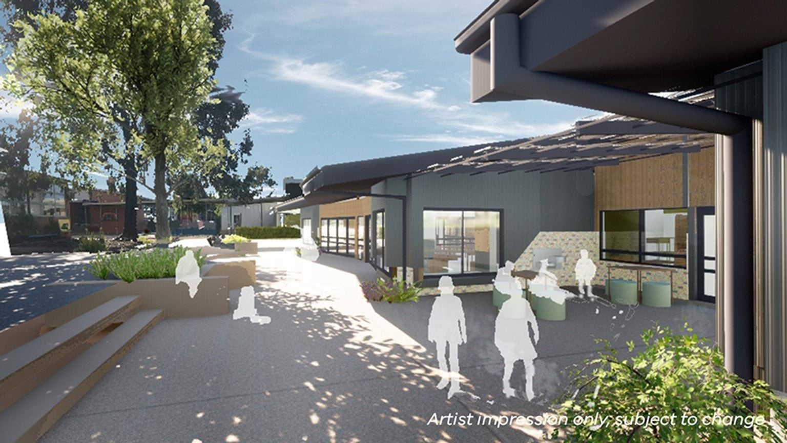 Watsonia Heights Primary School - upgrade, illustrated render exterior 