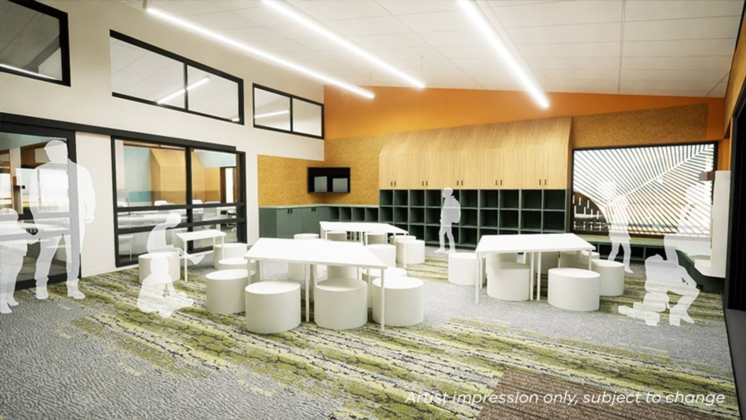 Watsonia Heights Primary School - upgrade, illustrated render of learning space interior