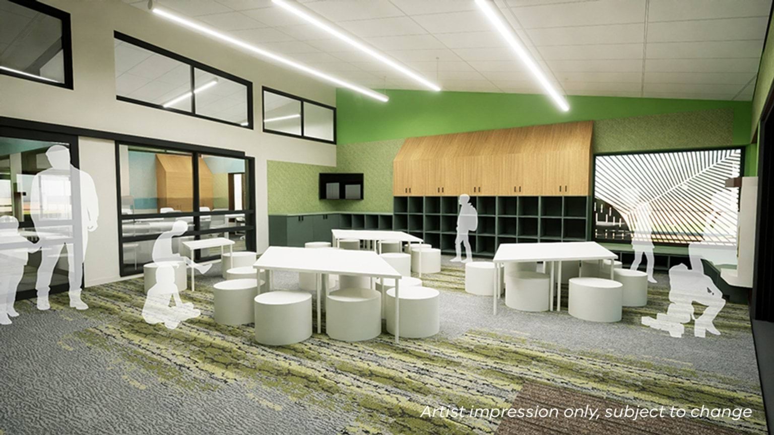 Watsonia Heights Primary School - upgrade, illustrated render of learning space interior