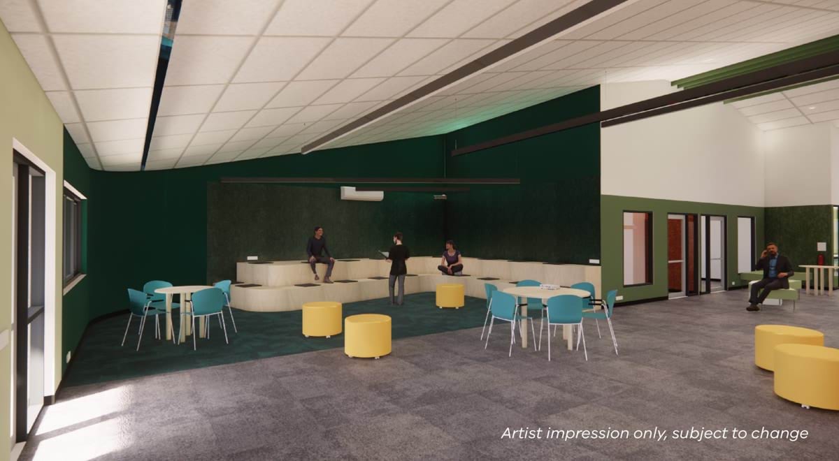 Korumburra Secondary College - upgrade and modernisation, illustrated render of library