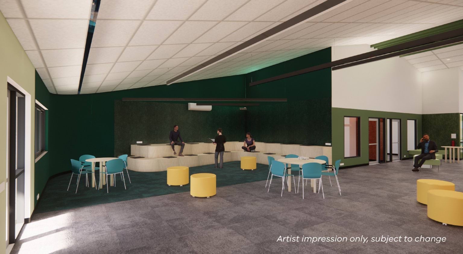 Korumburra Secondary College - upgrade and modernisation, illustrated render of library