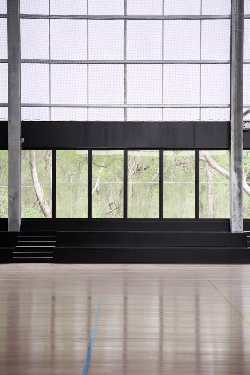 Photo of the gymnasium window and seating area