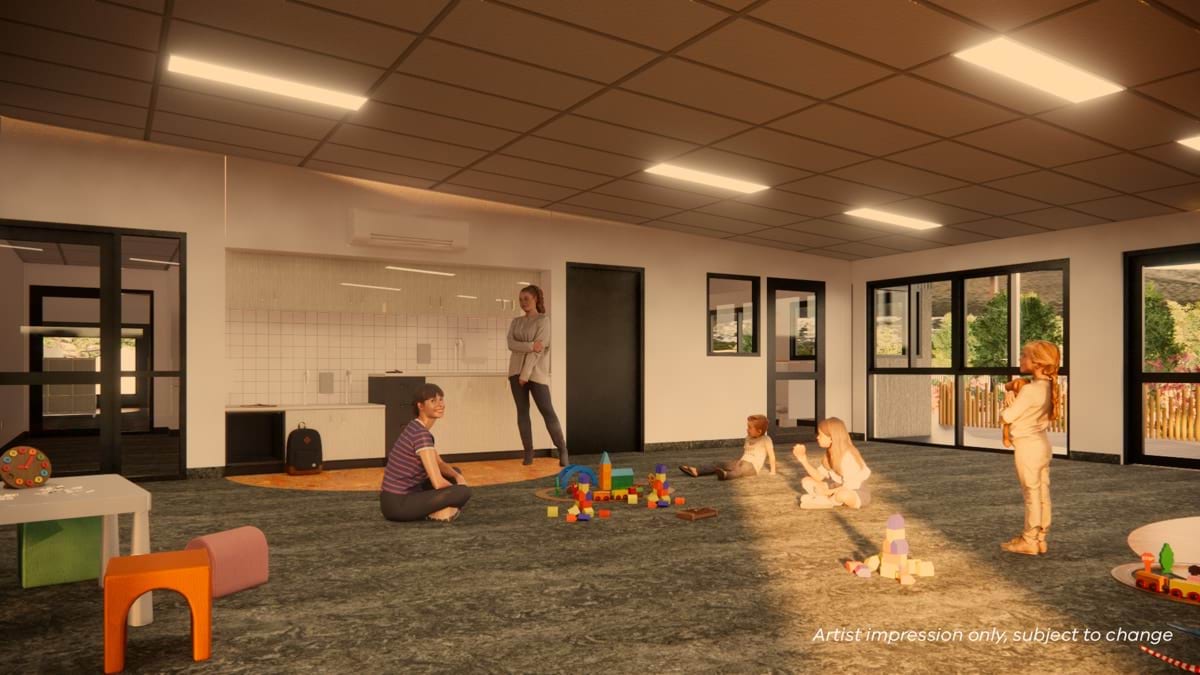 Movelle Kindergarten - new kinder, illustrated render of interior of learning hub