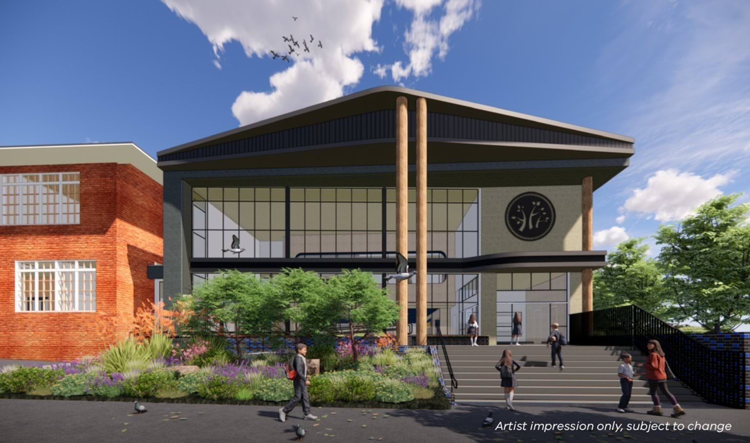 Ascot Vale West Primary School - upgrade, illustrated render of exterior entry