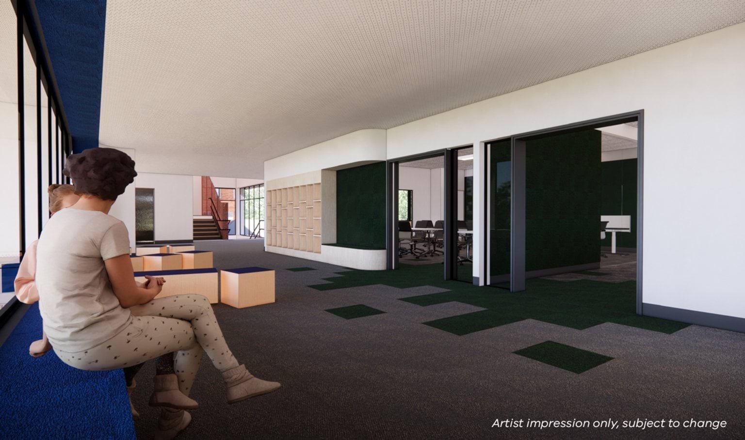 Ascot Vale West Primary School - upgrade, illustrated render learning space interior