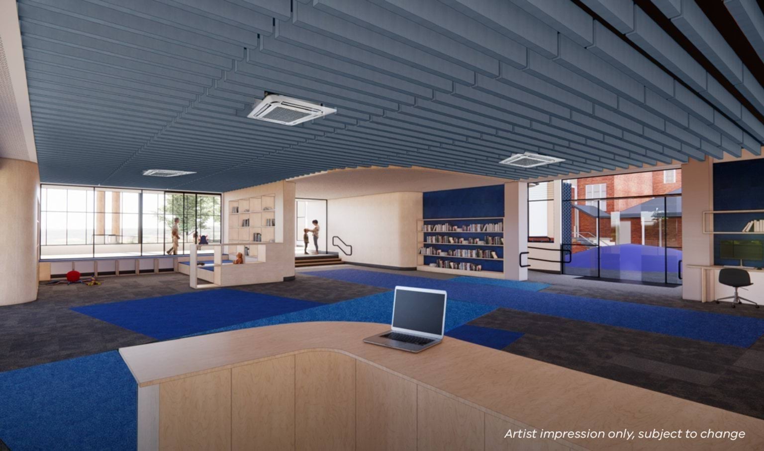 Ascot Vale West Primary School - upgrade, illustrated library interior