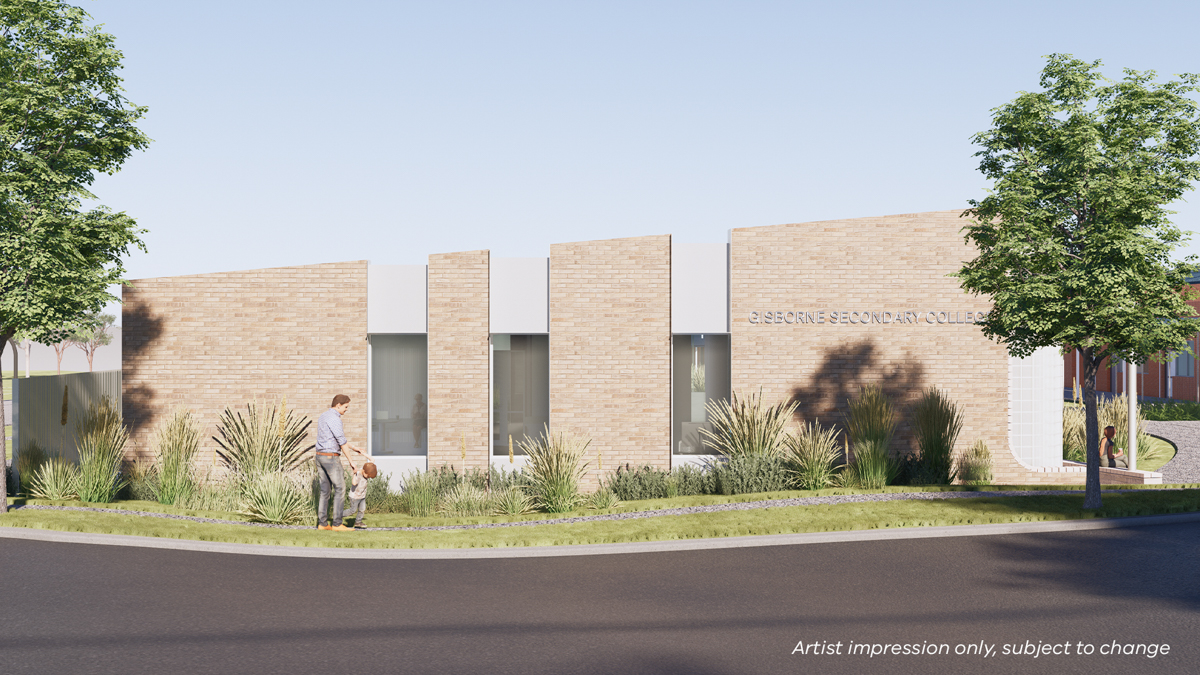 Gisborne Secondary College - upgrade, illustrated render, exterior