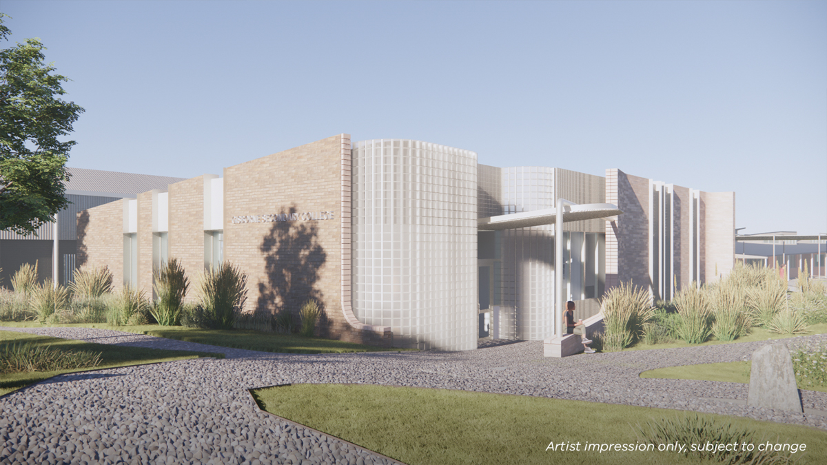 Gisborne Secondary College - upgrade, illustrated render, exterior