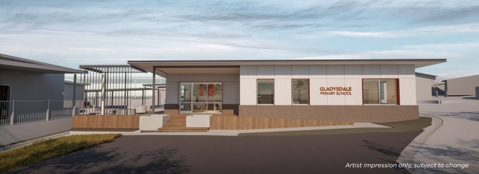 Gladysdale Primary School - upgrade and modernisation, illustrated render of school exterior