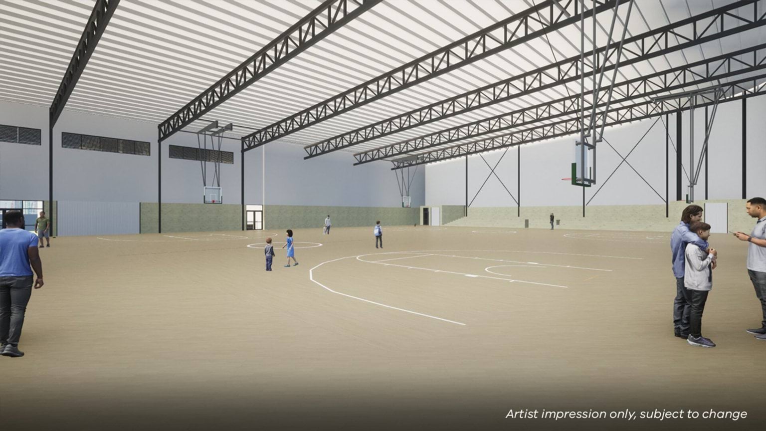 Swinburne Senior Secondary College - illustrated render of the gym interior
