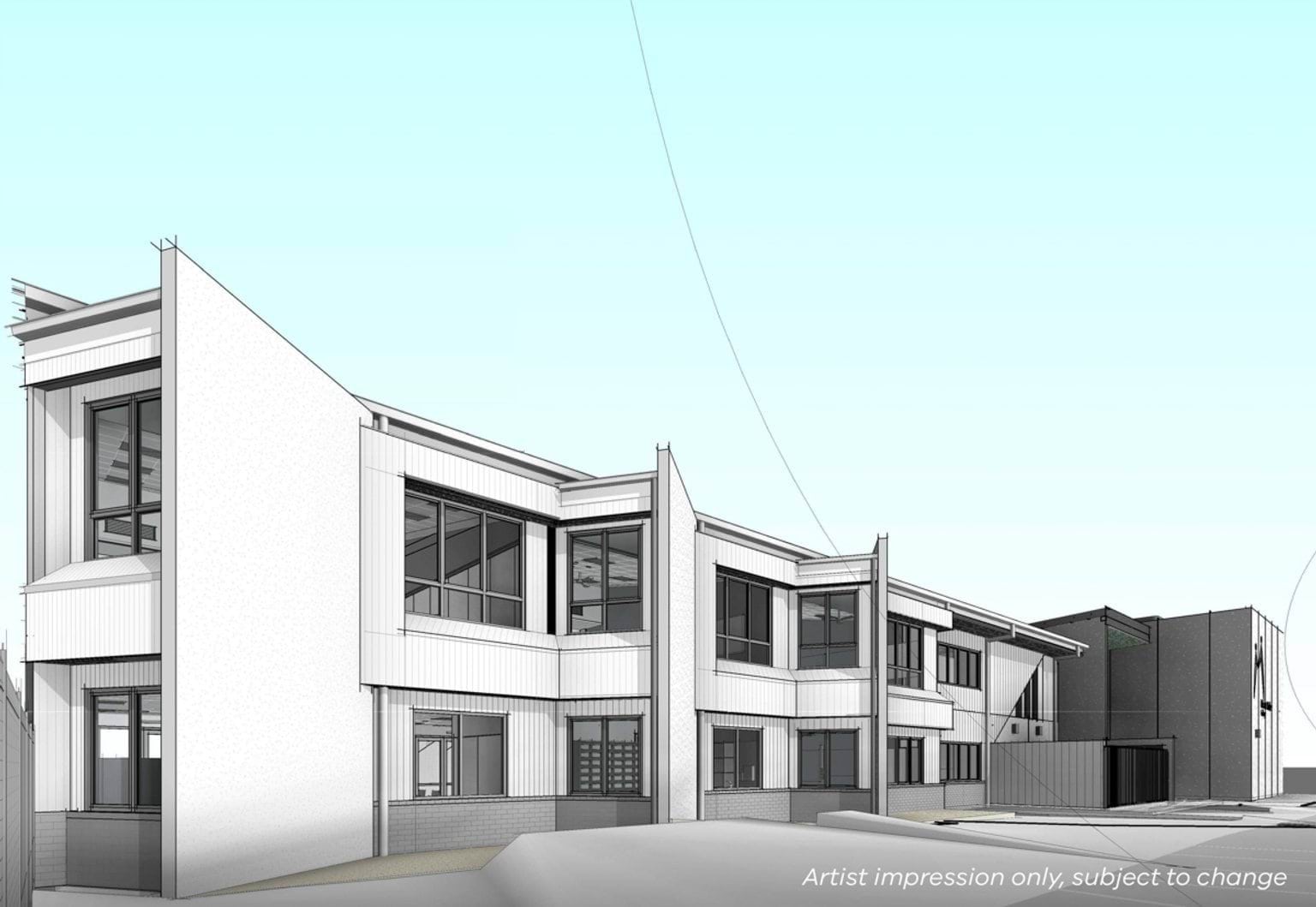 Mount Ridley P-12 College - upgrade and modernisation, illustrated render - North elevation, Aitken Boulevard