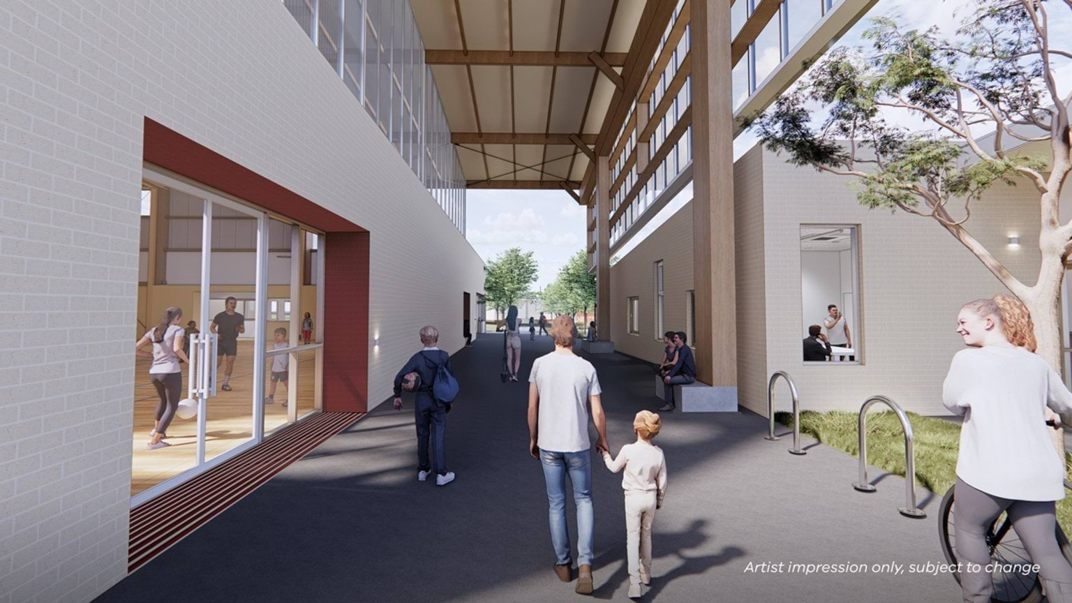 Newlands Primary School - upgrade and modernisation, illustrated render - courtyard