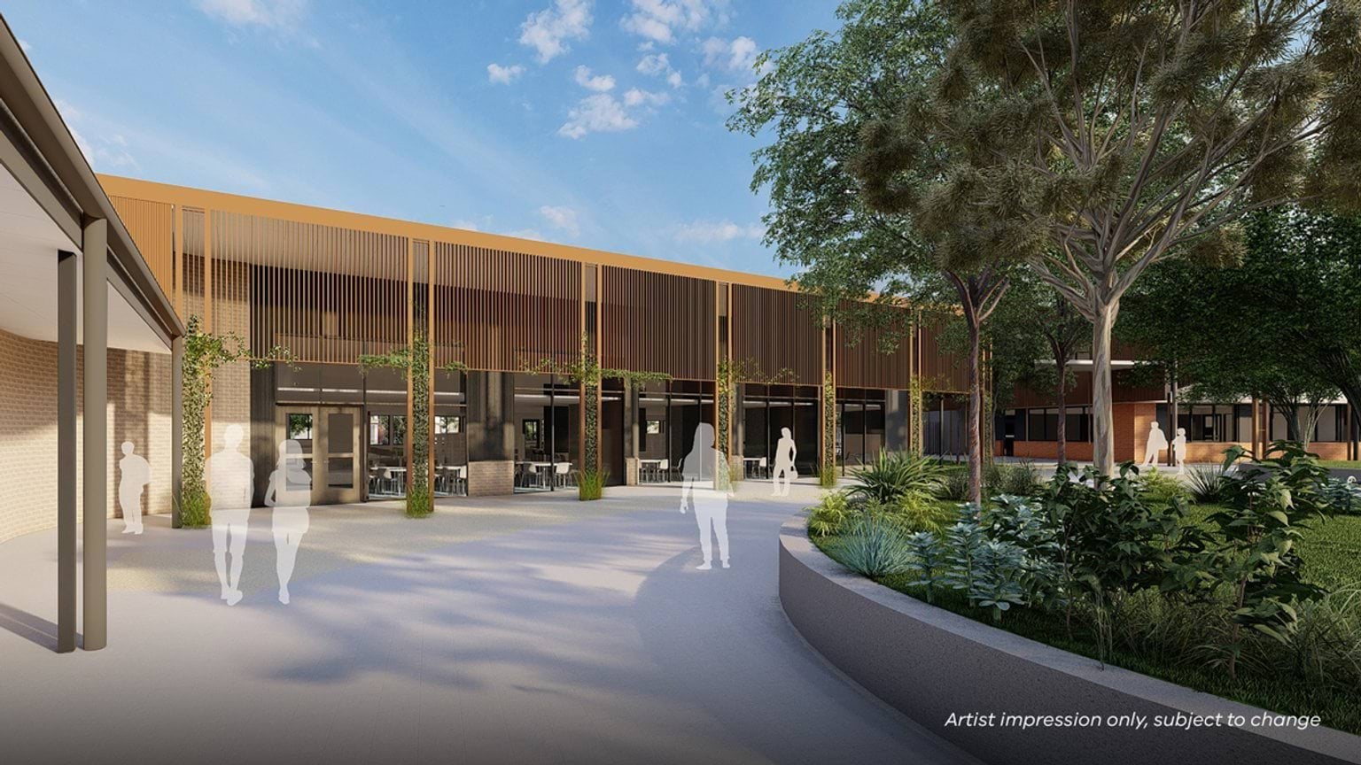 Riverdale Secondary School (interim name) - illustrated render, Administration and library