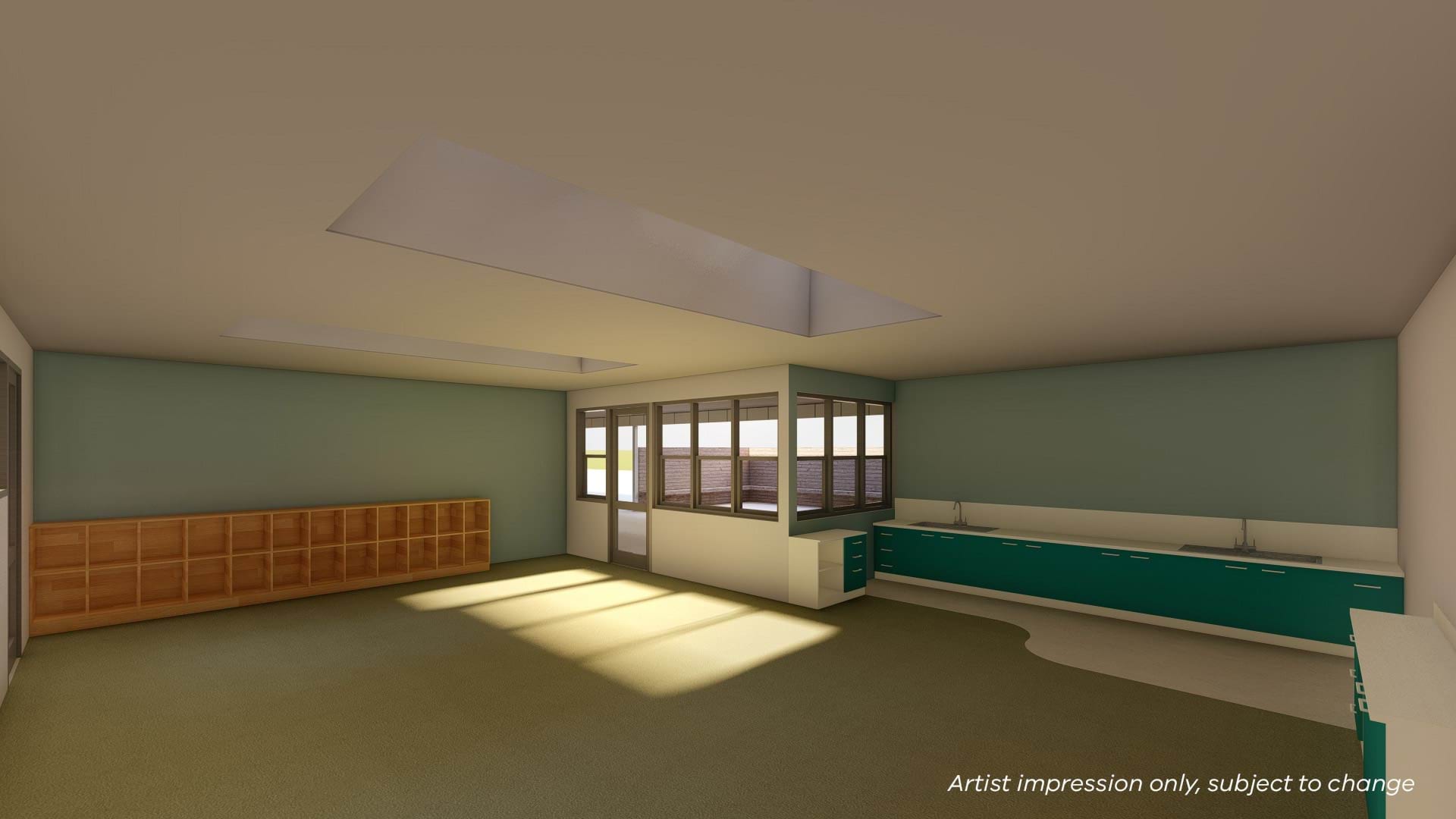 Illustrated render of an open learning space