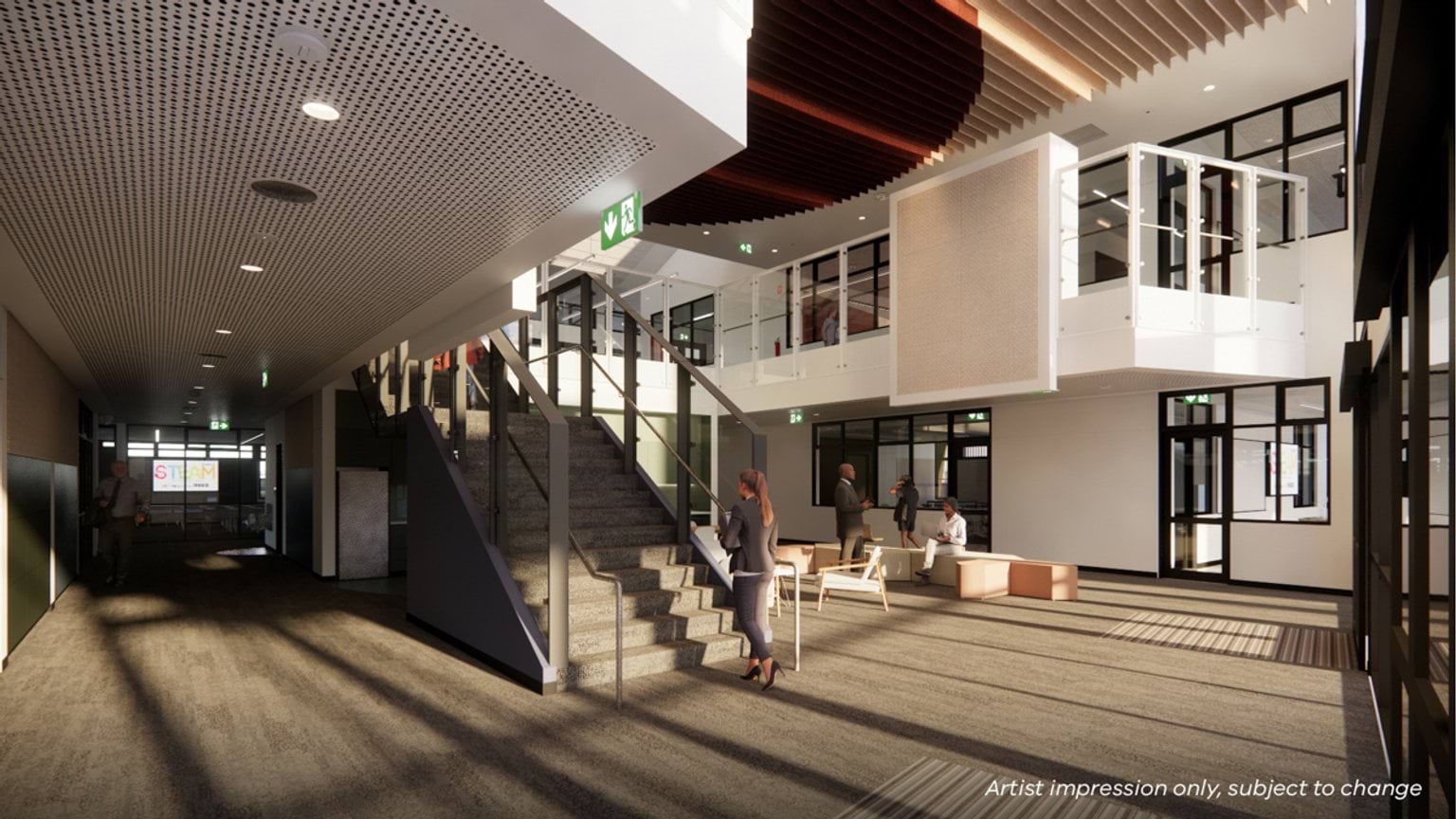 Kambrya College - upgrade and modernisation, Illustrated render - Block H Foyer