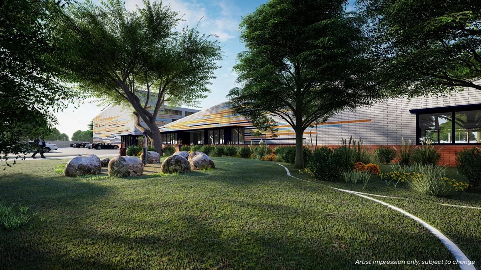 Drouin Primary School - Upgrade and Modernisation, illustrated render of the view to gym and admin