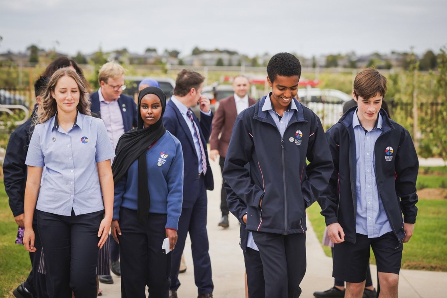 Bemin Secondary College – official opening, students arriving at their new school