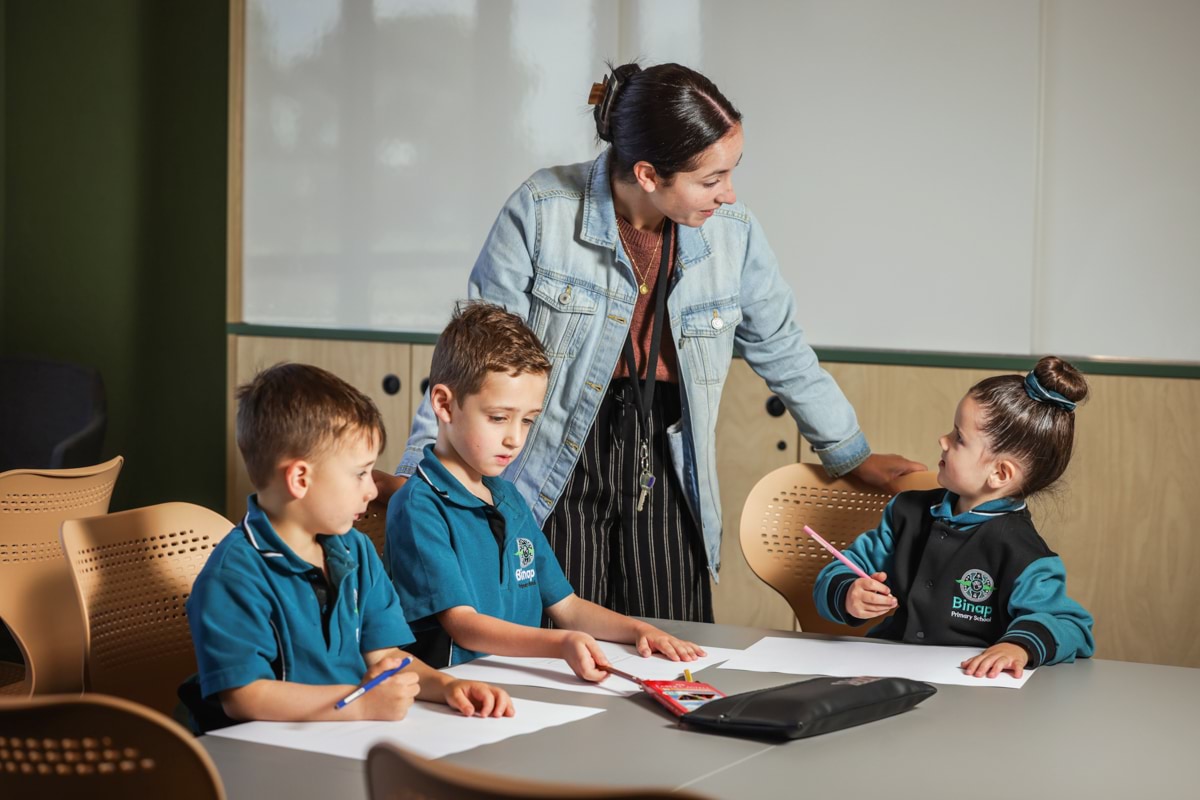 Binap Primary School – official opening, students in their learning space