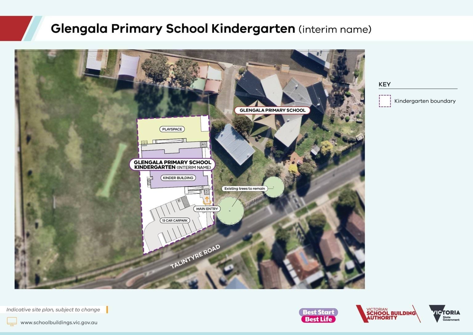 An indicative site plan of Glengala Primary School Kindergarten (interim name)