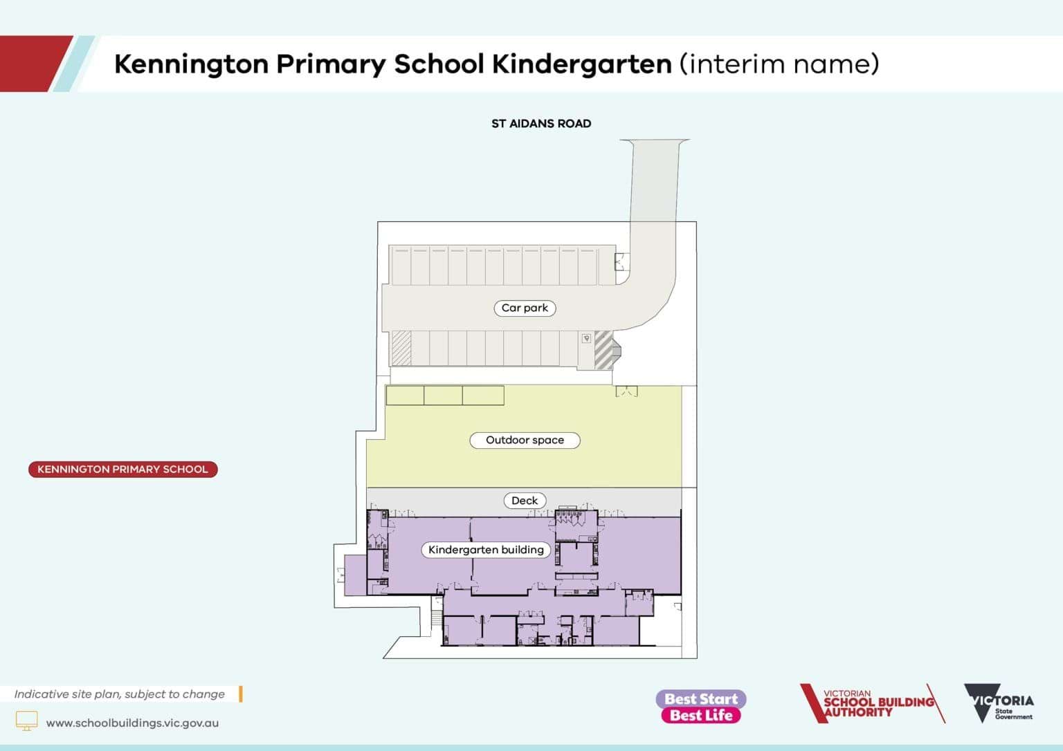 An indicative site plan of the new Kennington Primary School Kindergarten (interim name)