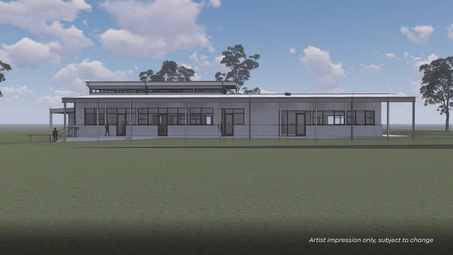 An computer-generated drawing of a single-storey building being upgraded at this school. 