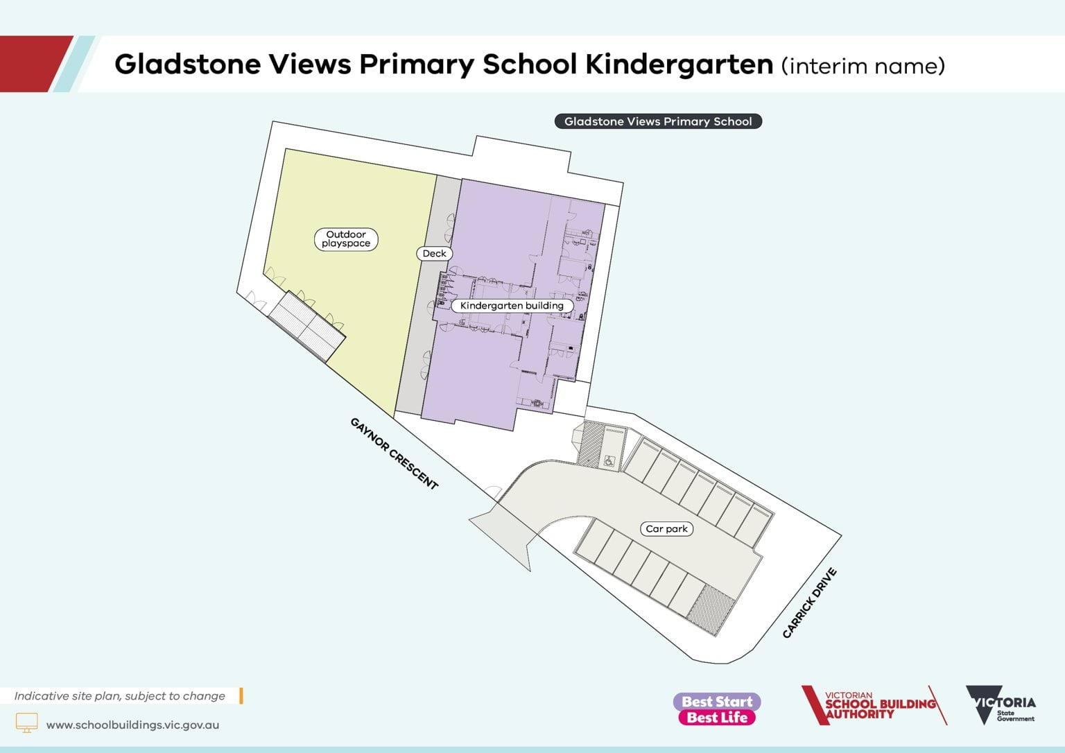 An indicative site plan of Gladstone Views Primary School Kindergarten (interim name)