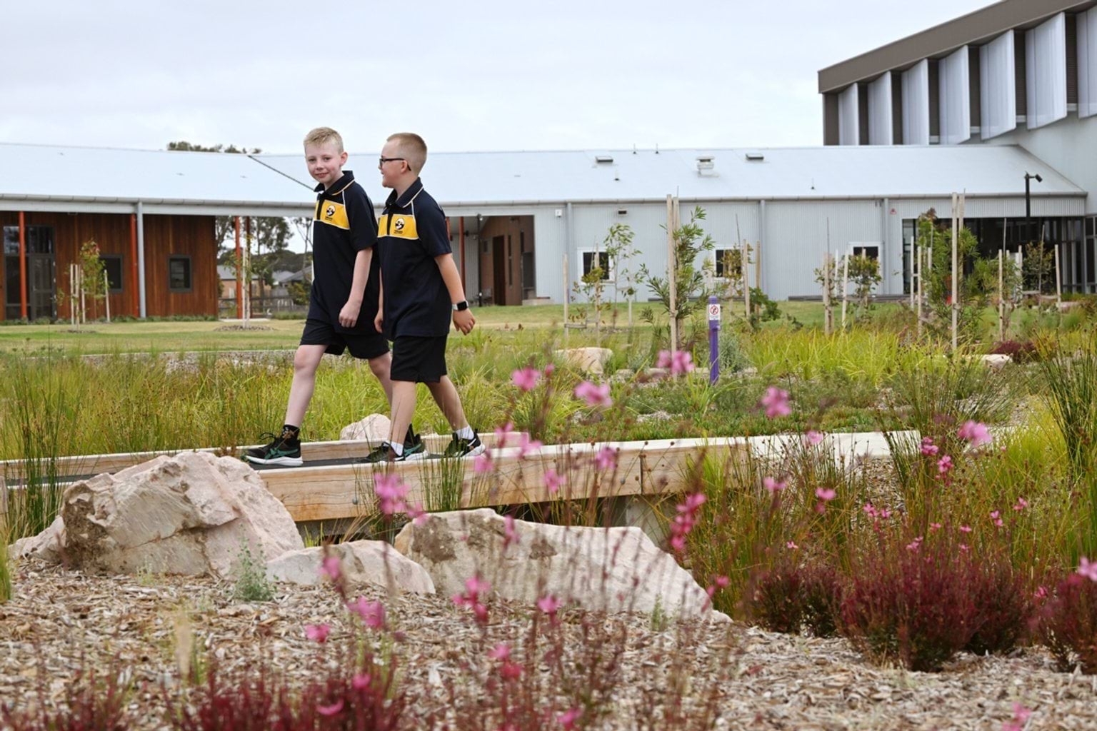 Walking across the garden bridge