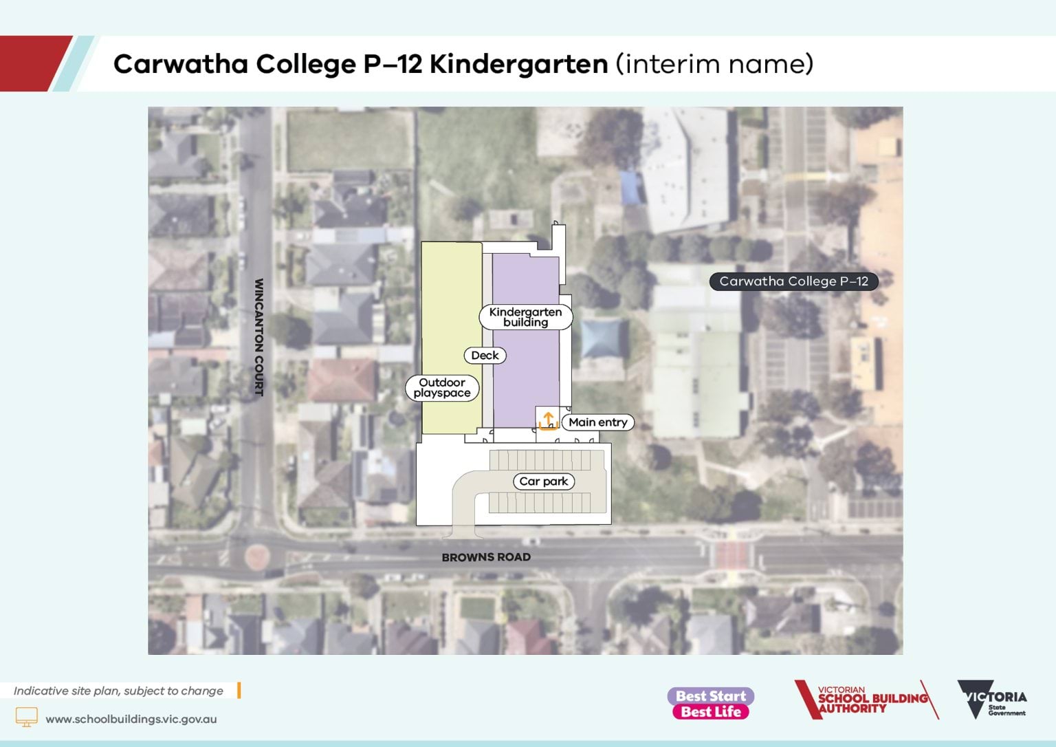 Carwatha College P–12 Kindergarten (interim name) – indicative site plan