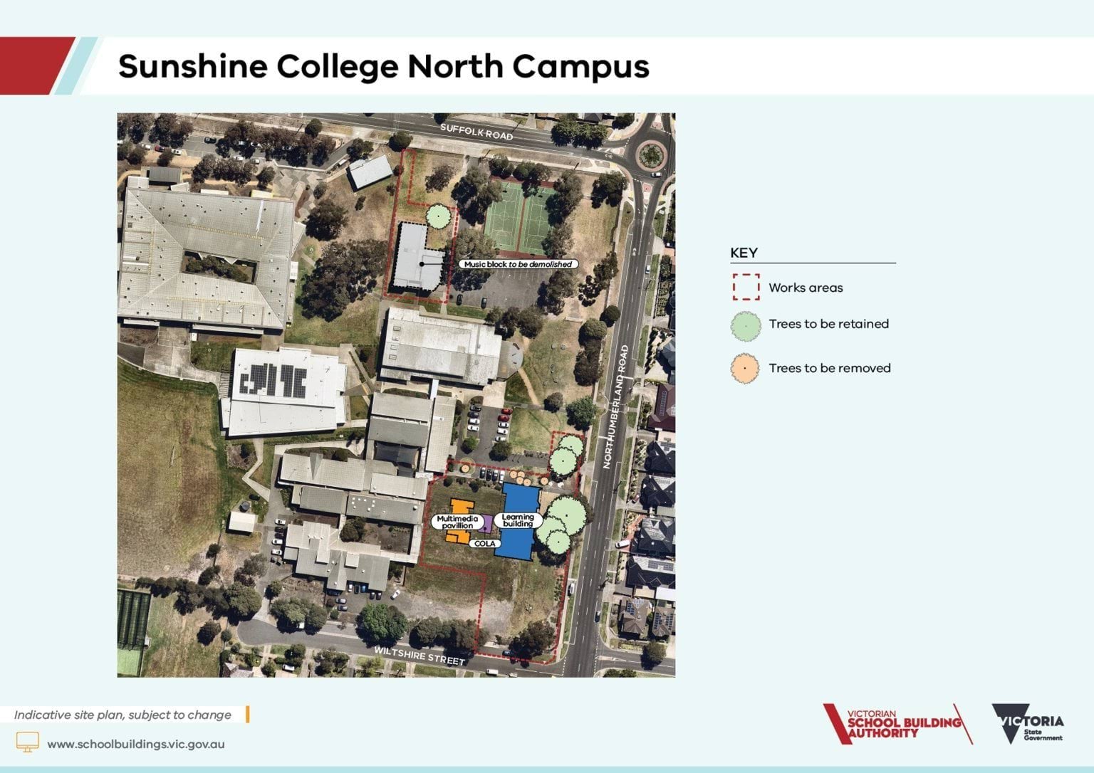 Sunshine College – Upgrade and Modernisation – new learning building – indicative site plan