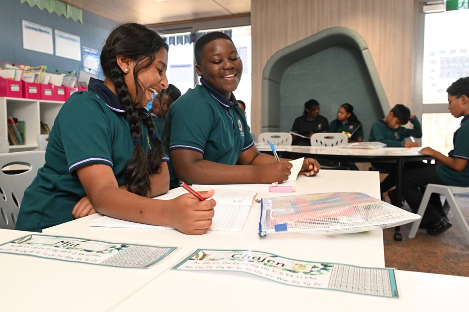 Working on a classroom activity