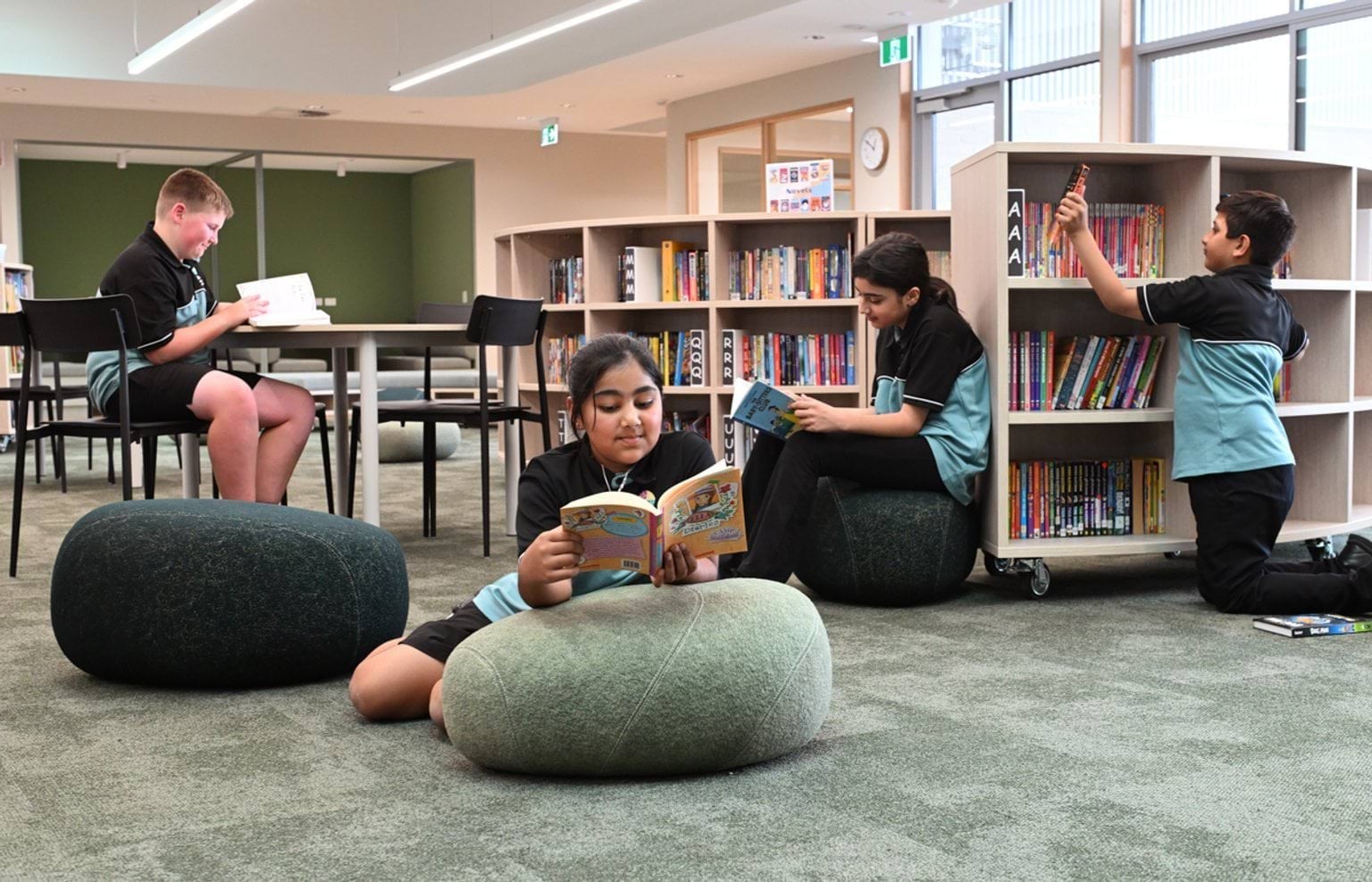 Reading together in the library