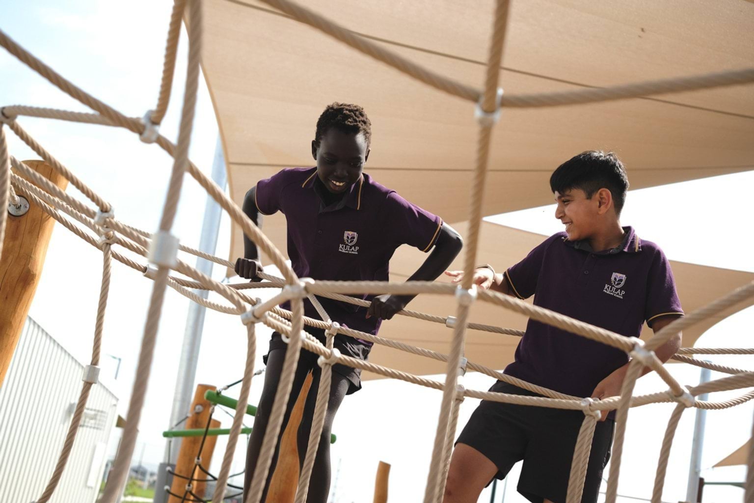 Climbing on the new playground