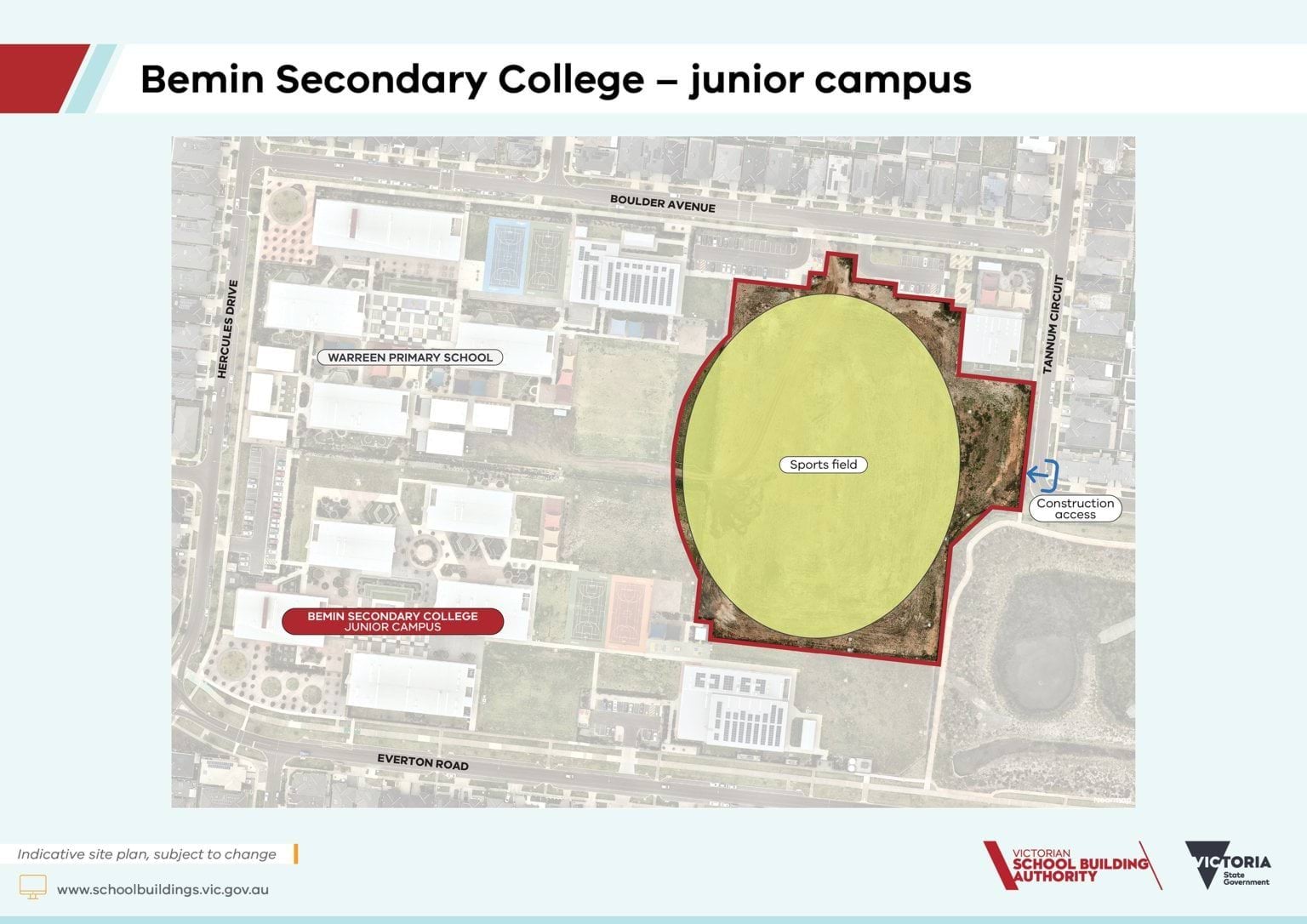 Bemin Secondary College – junior campus, additional stage – indicative site plan
