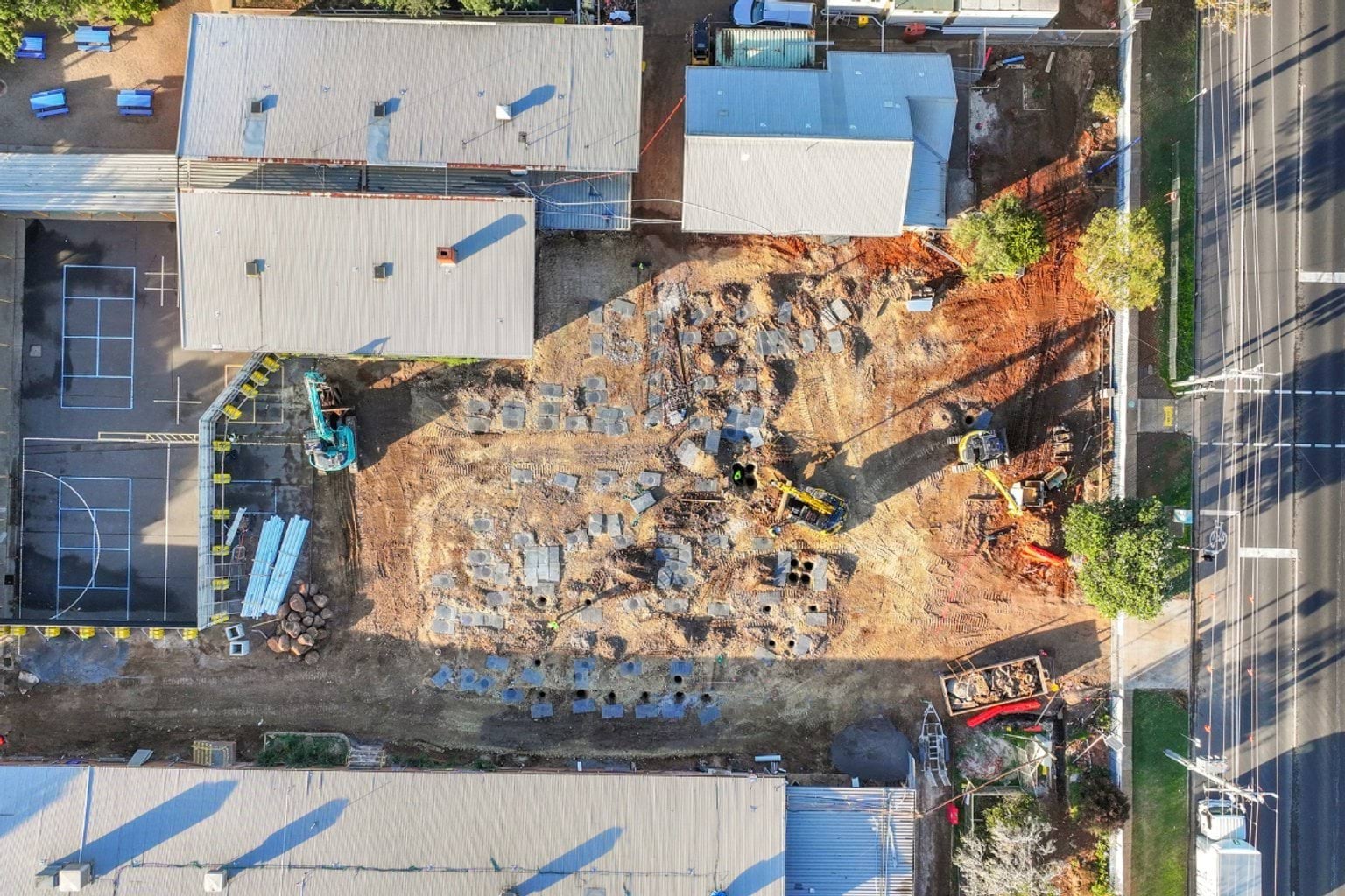 Overhead photo of school construction site