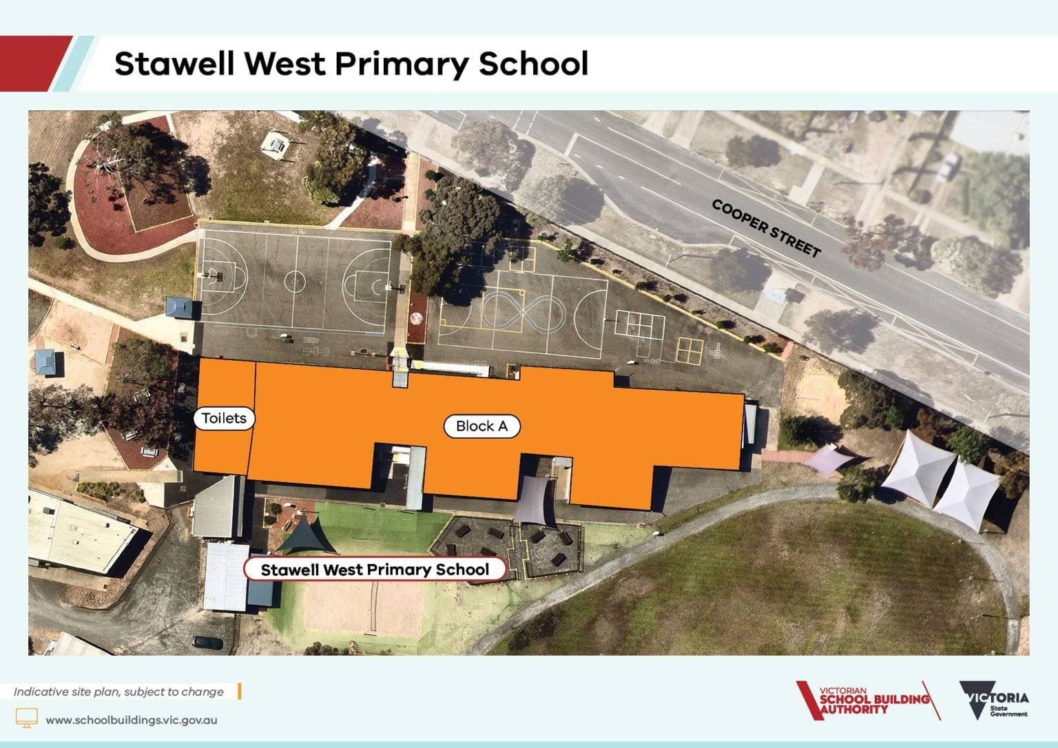An indicative site plan of the upgrade and modernisation project at Stawell West Primary School