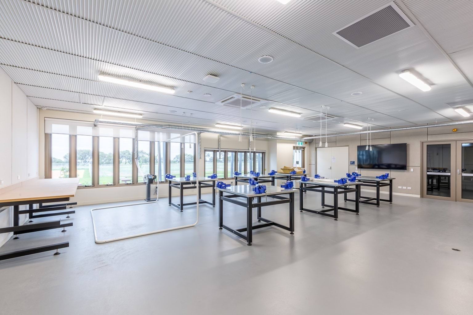 Science lab with benchtops